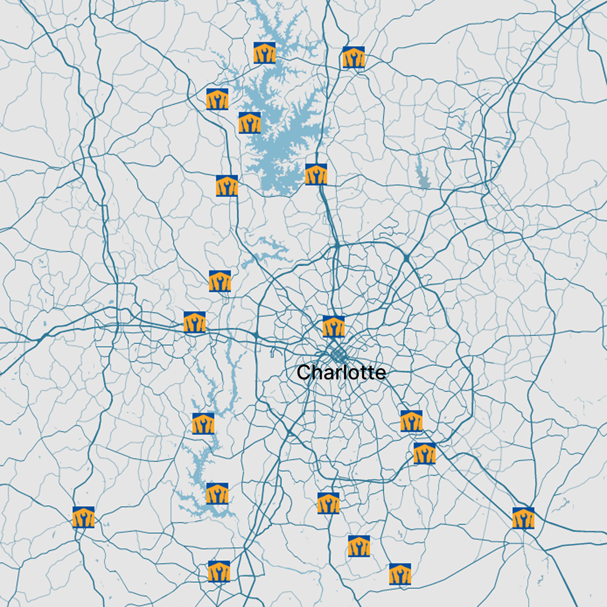 HeyKey service area map around Charlotte, NC