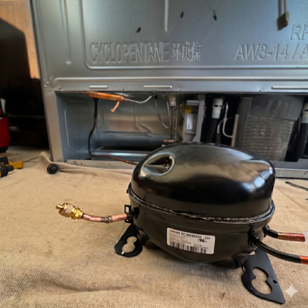 Professional refrigerator compressor replacement service in Charlotte, NC.
