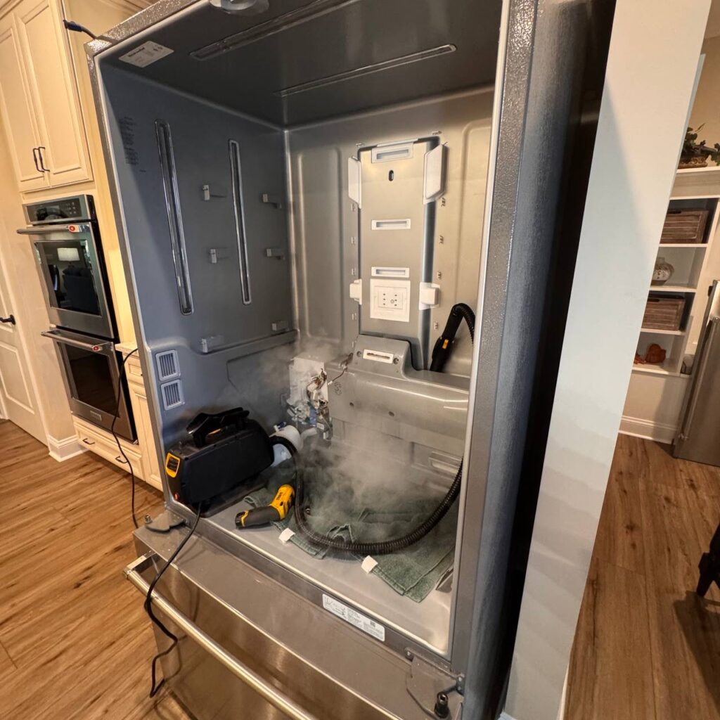 Refrigerator interior inspection and troubleshooting in Charlotte, NC.